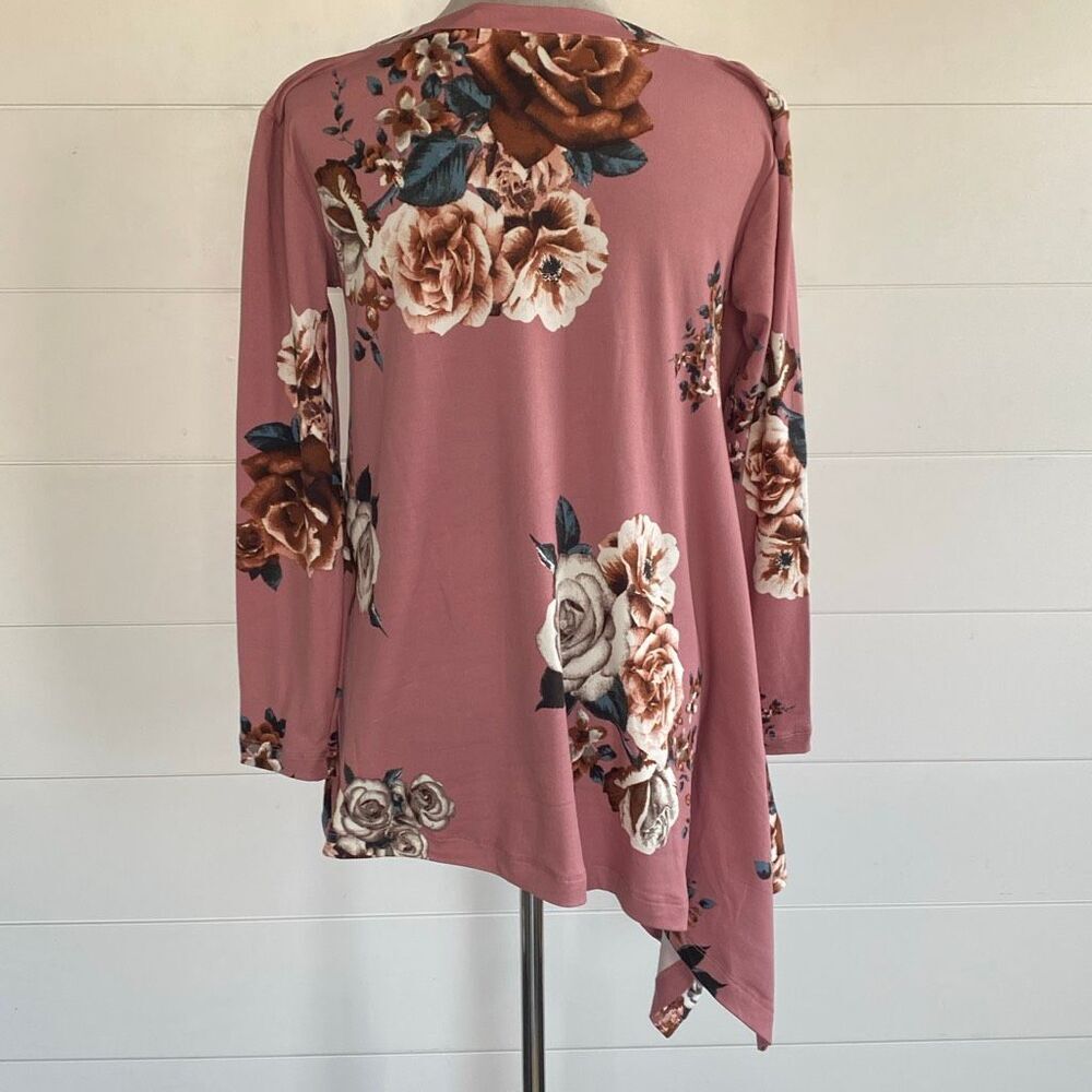 AGNES & DORATM Asymmetrical Tunic Baby Suede Mauve Floral Sz Small NWT/001 - Picture 5 of 9